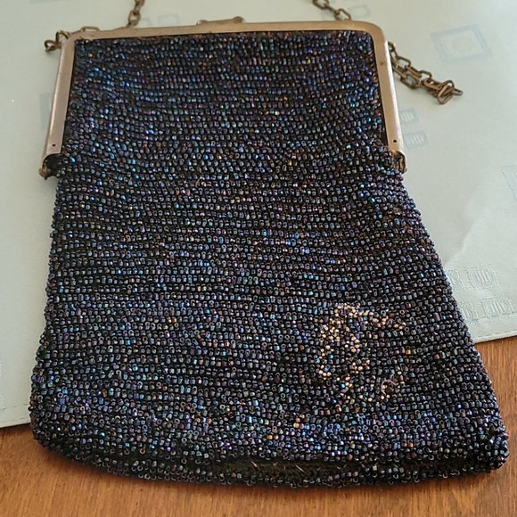 Vintage Blue Beaded Purse